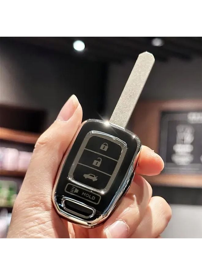 غطاء مفتاح TPU أبيض مع حبل للتعليق لهوندا أكورد وسيفيك وسي آر في، حامل مفاتيح متين - Image 4